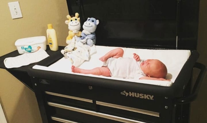 You’ll Be Blown Away By This Superdad’s Homemade Diaper Changing Station